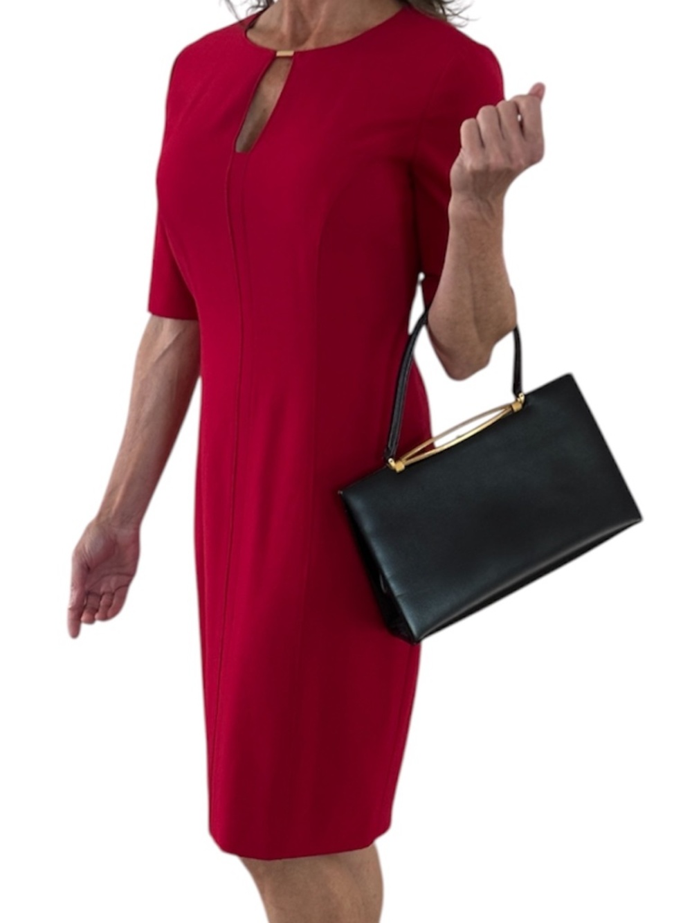 Tahari Keyhole Midi Dress - Red Size 2
